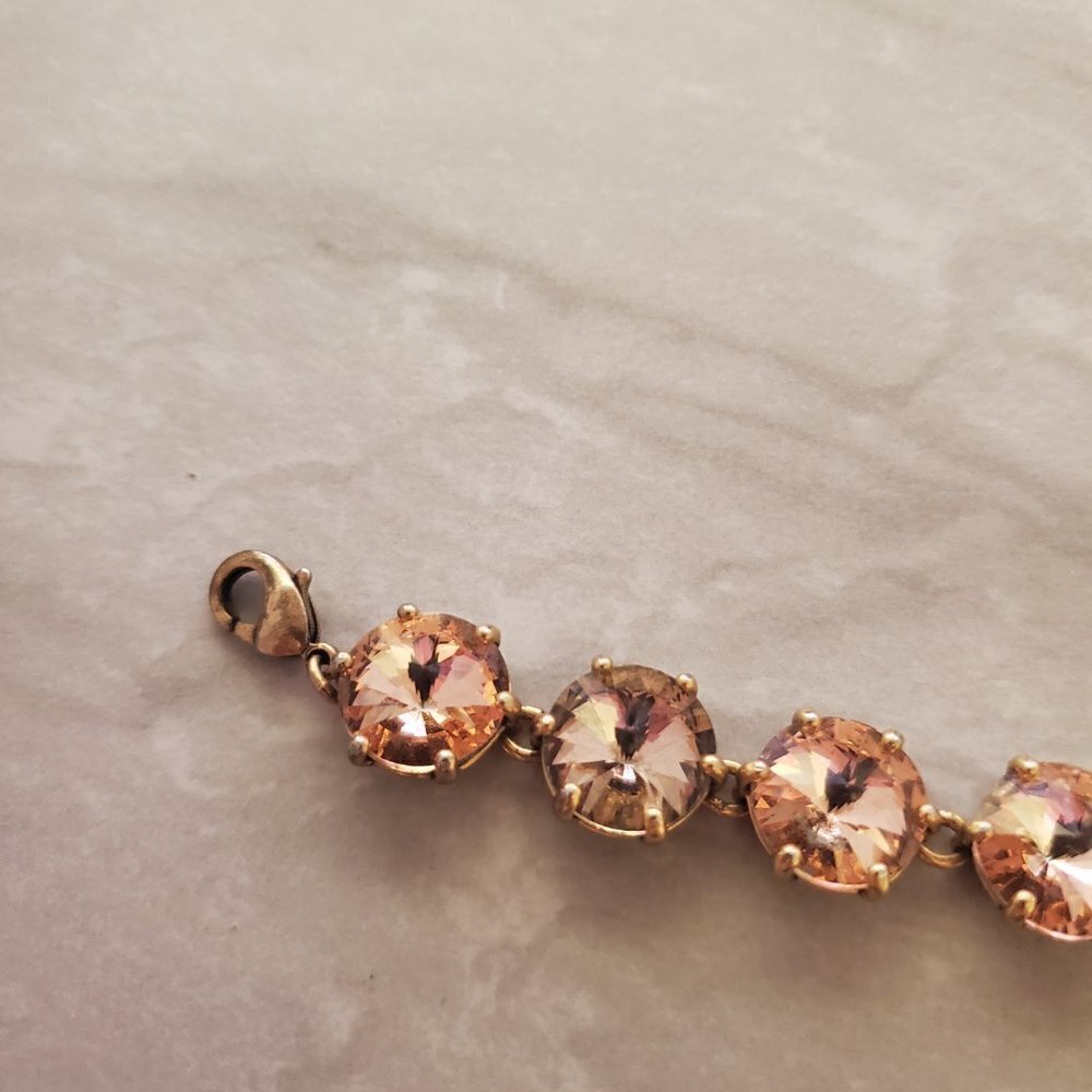 ✨ Stella and Dot Blush Rose Pink Jumbo Rhinestones Crystal Statement Bracelet ✨ - Picture 2 of 10